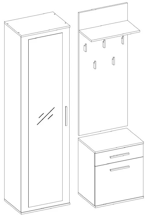 Drohmo Duo előszobafal, 50x180x35 cm, fehér