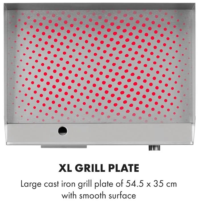 Klarstein Grillmeile 3000G, elektromos grill, 3000 W, grill lap, 54,5 x 35 cm, sima