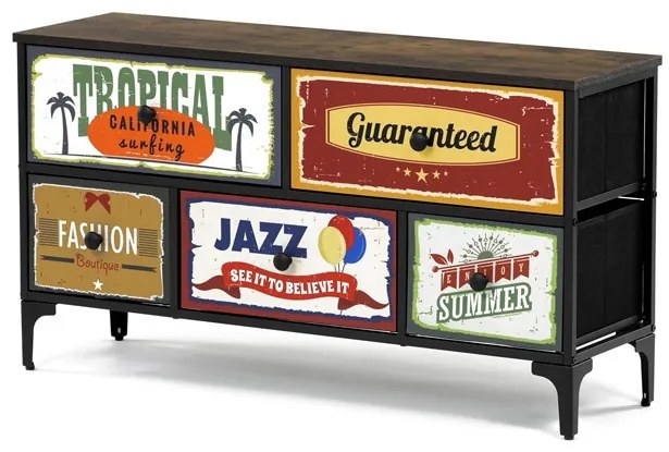 Többszínű MDF Komód 103×30×56 cm. AUK-W2103 BK