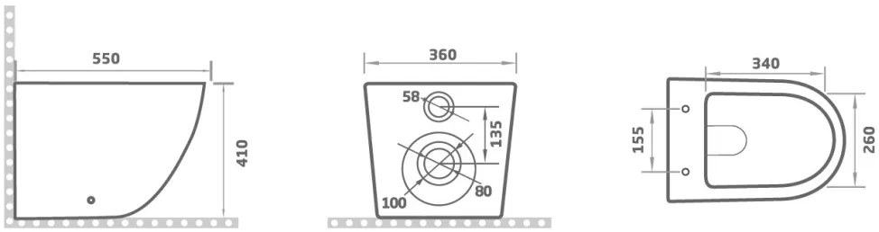 Eros ES OVAL - padlón álló WC - ülőkével komplett - perem nélküli öblítés - alsó/ hátsó kifolyású