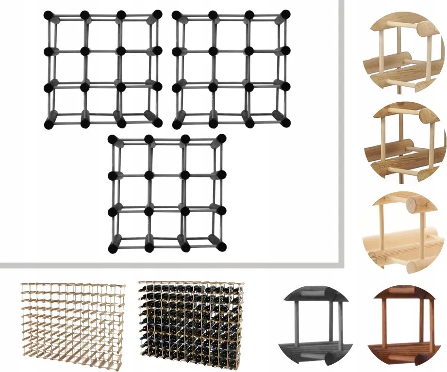 Bortartó állvány fa bortartó állvány Moduláris alkoholtartó állvány 27+6cipő
