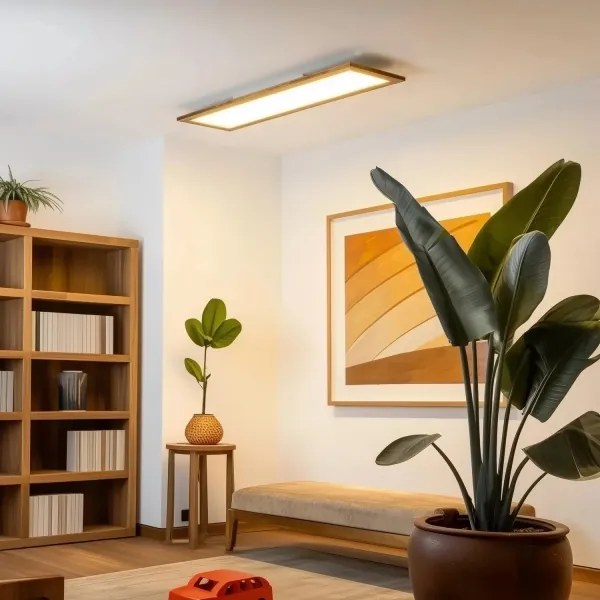 Brilagi - LED dimmelhető lámpatest SLIMFRAME WOOD LED/58W/230V 124x33,7 cm + távirányító
