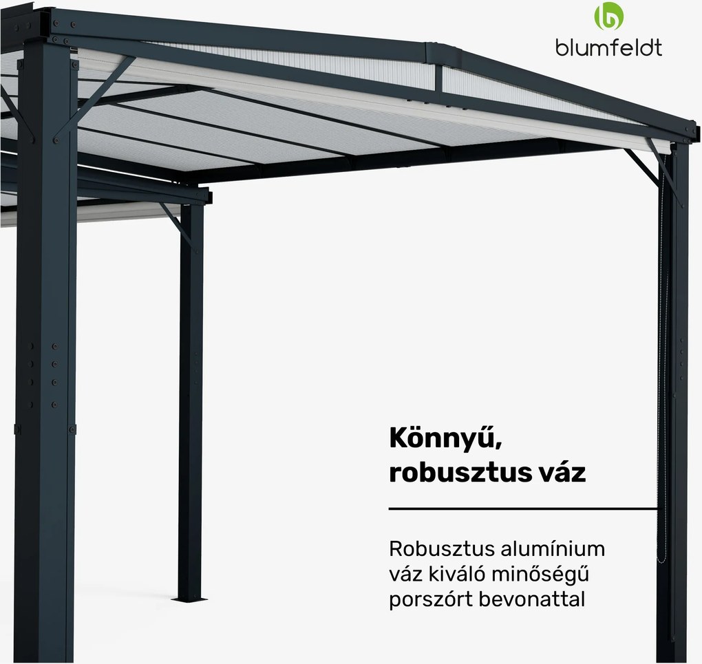 Blumfeldt Pantheon Cortina Solid Sky Expand kerti pavilon 3x6, időjárásálló, bővíthető