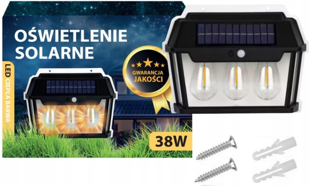 Napelemes kerti utcai lámpa Led kültéri fali lámpa érzékelővel