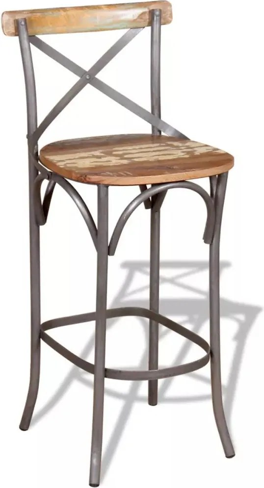 Bárszék, Hoker, újrahasznosított tömörfa 45 x 45 x 110 cm