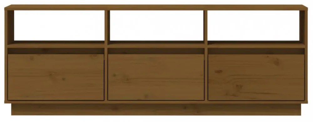 mézbarna tömör fenyőfa TV-szekrény 140x37x50 cm