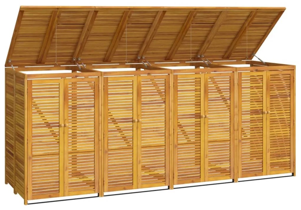 tömör akácfa négyes kukatároló 280 x 89 x 117 cm