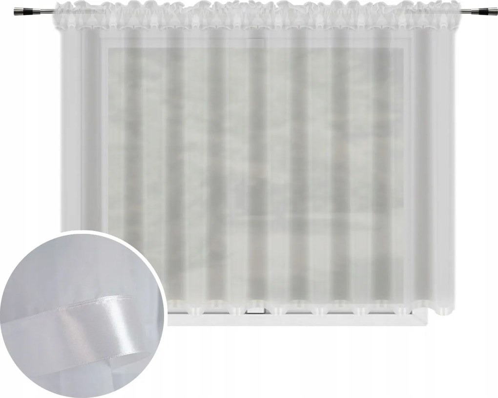 Függöny Kész 400x150 Fátyol Fehér Függöny Kész