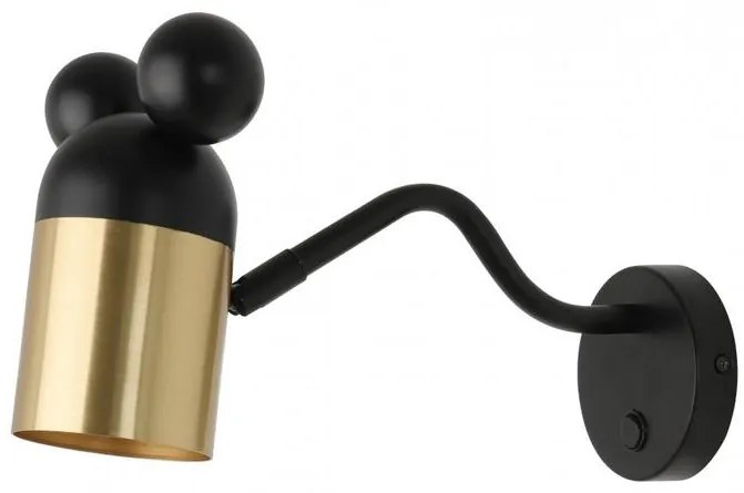 Lámpa Fali lámpatest MOUSE, 4763, max250V, 50/60Hz, 1*E27, max.25 W, IP20, átmérő 8 cm, fekete/arany