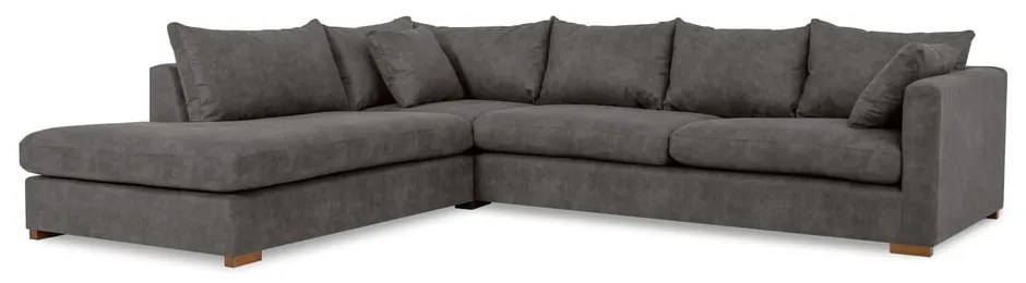 Antracitszürke bőrutánzat sarokkanapé (bal oldali) Hamburg – Scandic