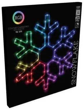 RGB karácsonyi LED dekoráció Színező hópehely 90LED, 50 x 43 cm, 50 x 43 cm