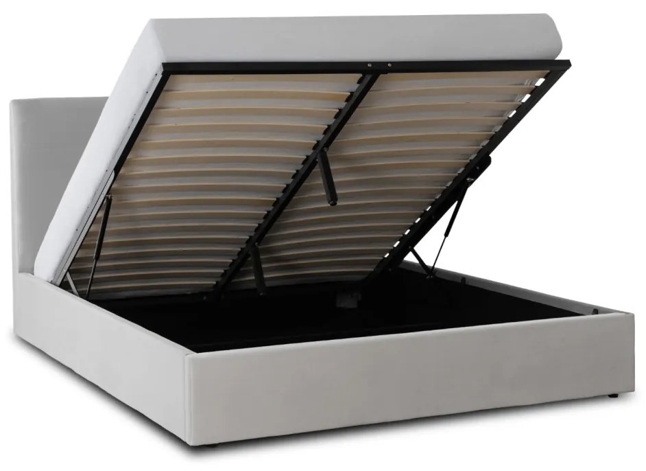 Łóżko 140x200 MARSYLIA Welurowe Kremowe Z Pojemnikiem