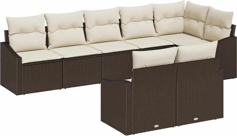 vidaXL Kanapé Szett párnával 8 pcs Barna polirattan