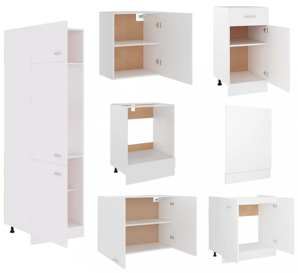 Lyon 7 részes fehér forgácslap konyhai szekrénygarnitúra