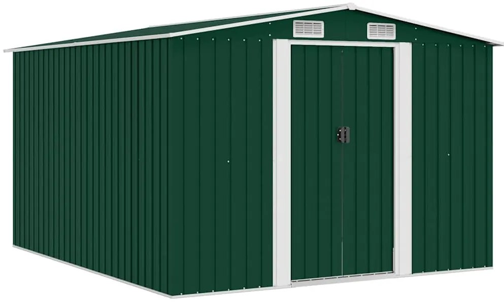 vidaXL zöld fém kerti fészer 257 x 298 x 178 cm