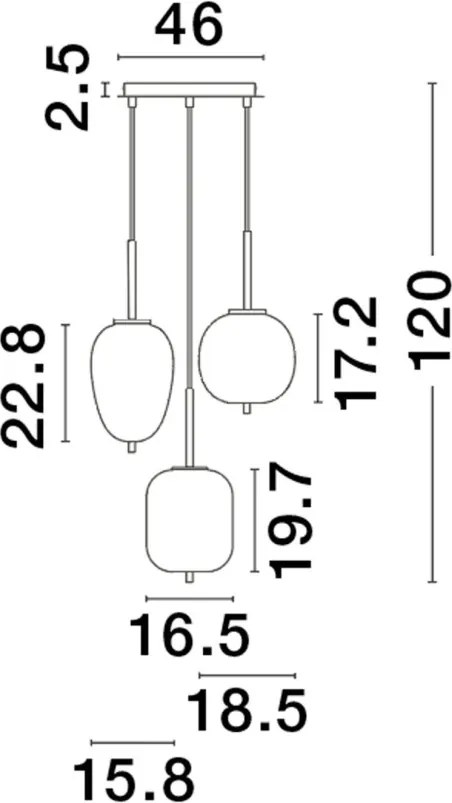 NOVALUCE 9624082 LATO Többágú Függesztett Lámpa E14 IP20
