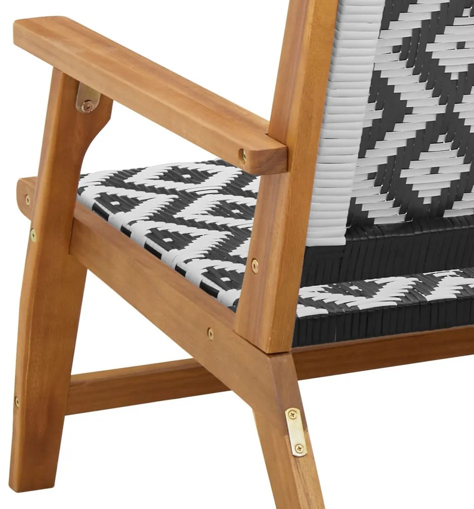 Kerti pad Fekete és fehér 122x76x73.5 cm Tömör akácfából