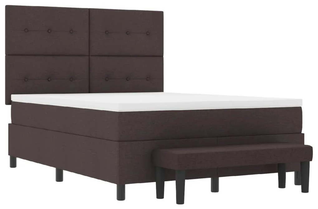 vidaXL Box Spring Ágy Ágybetéttel és Pad Sötétbarna 160x200 cm Szövet