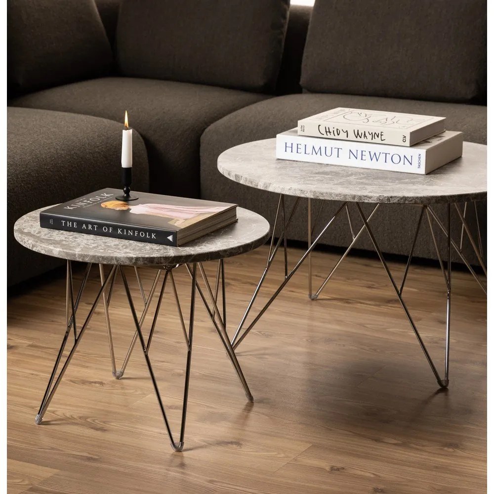 Márvány kerek tárolóasztal ø 55 cm Prunus – Actona