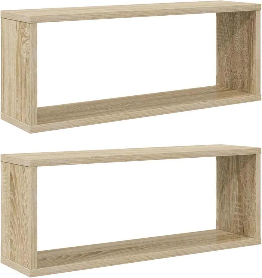 vidaXL 2 db sonoma tölgy szerelt fa négyszögű fali polc 60x15x23 cm