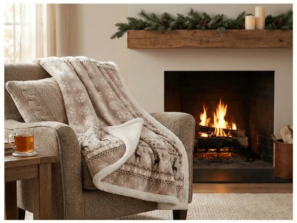 Sherpa pléd mikroplüssből BUFFALO NORDIC szürke Méret: 150 x 200 cm