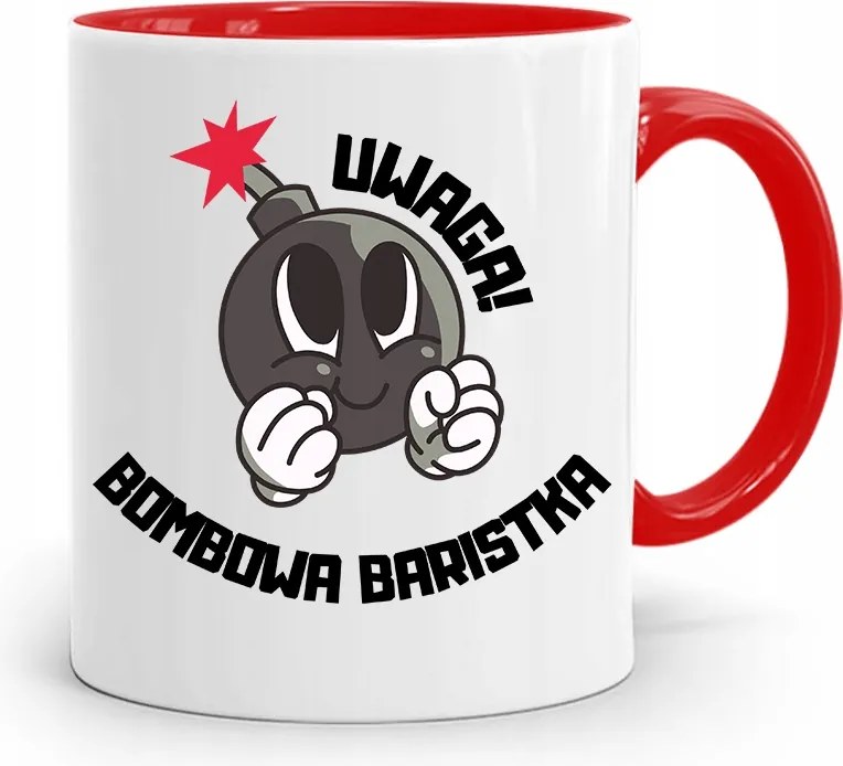 Barista Kávézó Bögre Piros, fényképes nyomattal