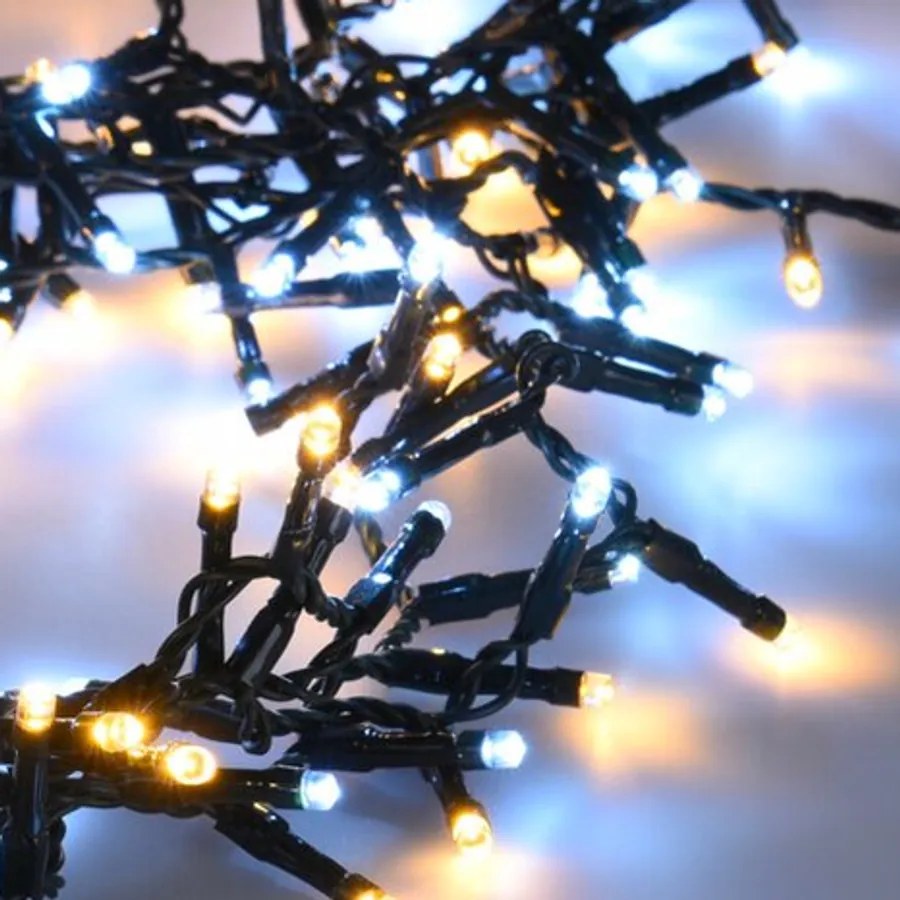 1000 LED-es BOA fényfüzér, kültéri-beltéri hálózati adapteres,  időzíthető 6/18 órás, 8 féle fényjátékkal, Hideg-Meleg fehér, 20 m, IP44