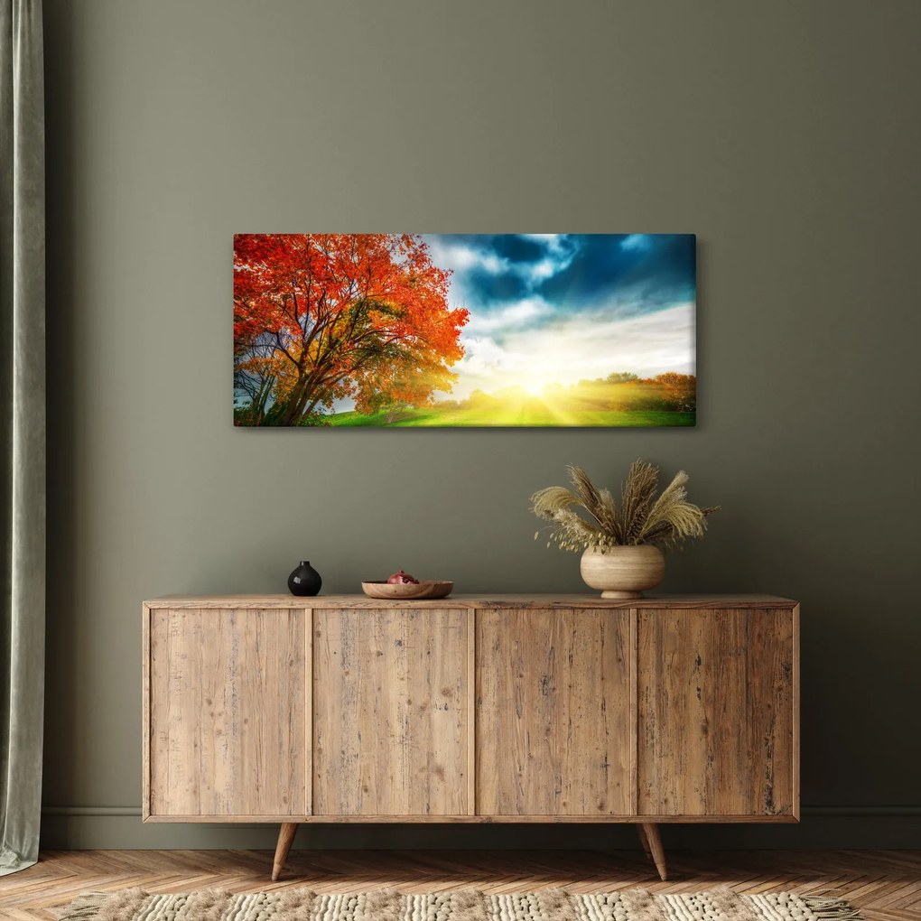 Napsütésben fürdő táj képe (120x50 cm)