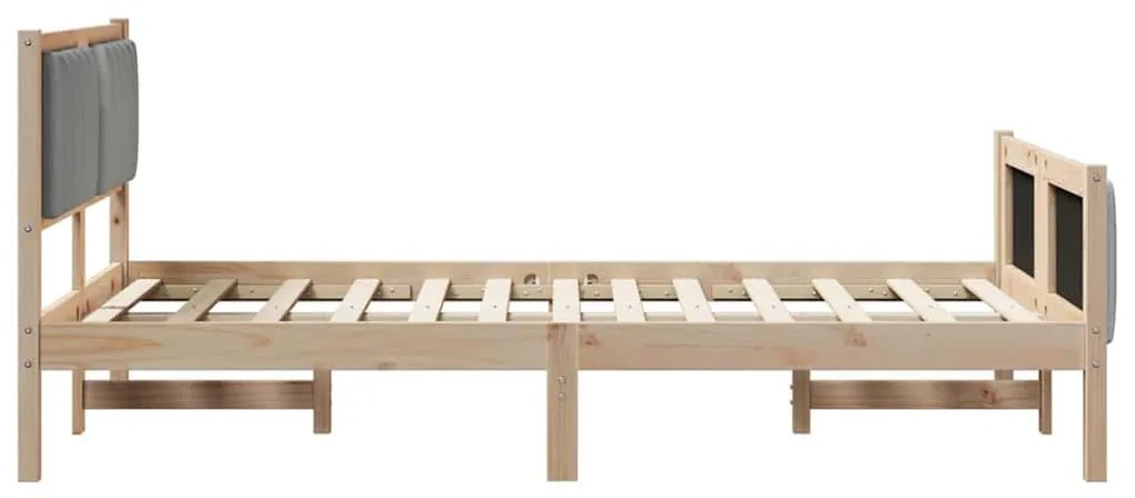 Ágykeret Barna és világosszürke 120 x 190 cm Tömör fenyőfa