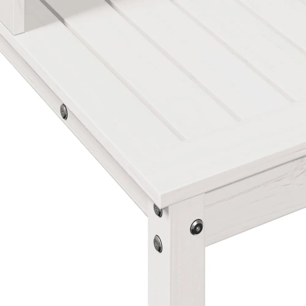 fehér tömör fenyőfa ültetőasztal polccal 108 x 50 x 109,5 cm