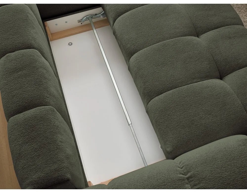 Zöld zsenília kinyitható-tárolóhelyes sarokkanapé (jobb oldali-L alakú) Everest – Bobochic Paris