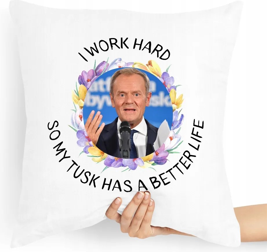 Ajándék Párna Politikusok Donald Tusk Po Platform nyomtatott fényképpel
