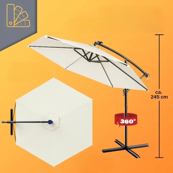 Deuba LED napernyő Mali Ø350 cm - krém