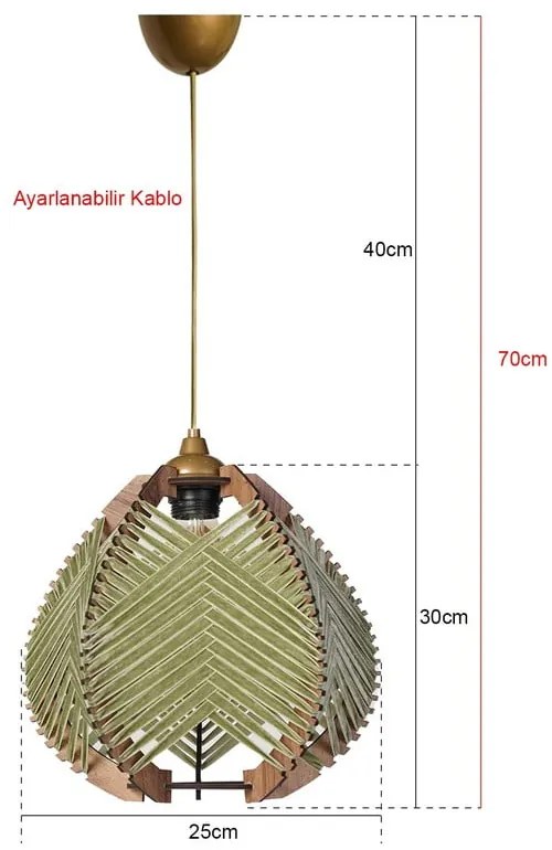 Zöld-natúr színű függőlámpa textil búrával ø 25 cm Yola – Opviq lights