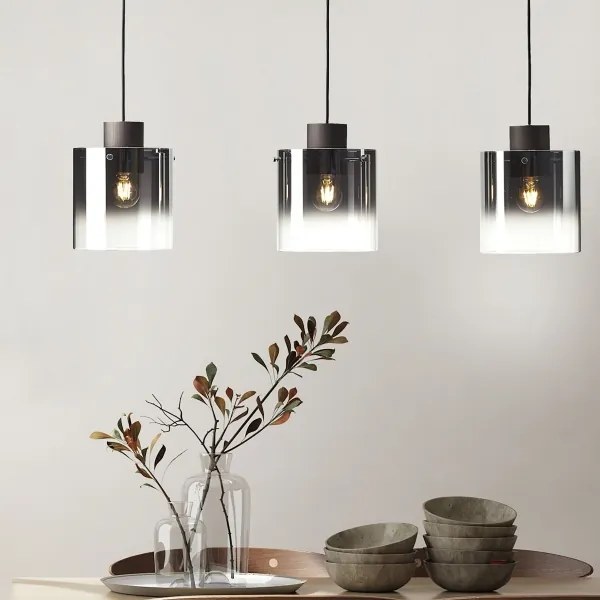 Brilliant - BETH kábeles függeszték 3xE27/60W/230V fekete/füstszínű