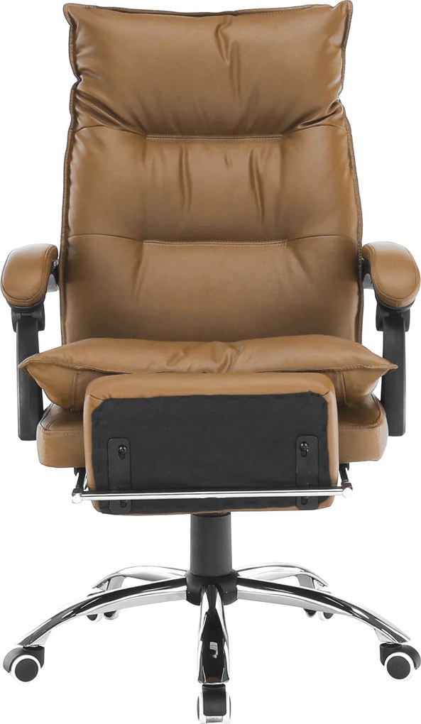 Irodai szék lábtartóval, textilbőr barna, DRAKE