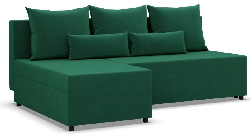 Nobu sarokkanapé, bársony, univerzális oldal, zöld