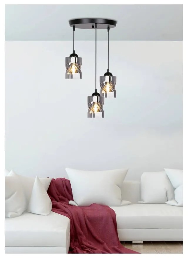 Fekete függőlámpa üveg búrával Felis – Candellux Lighting