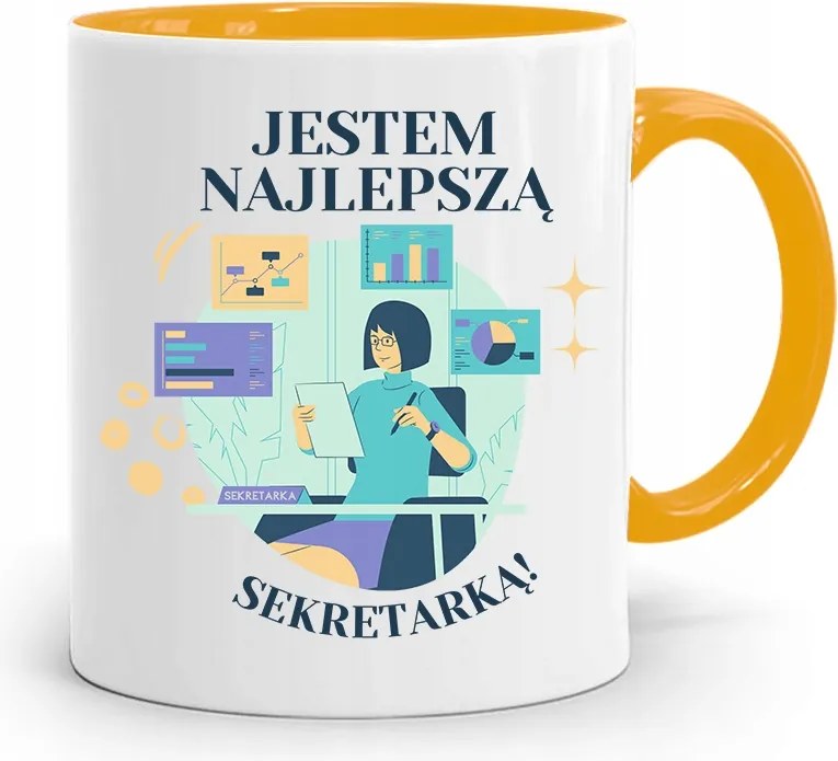 Sárga Bögre Ajándék Titkárnőnek Legjobb nyomott mintával