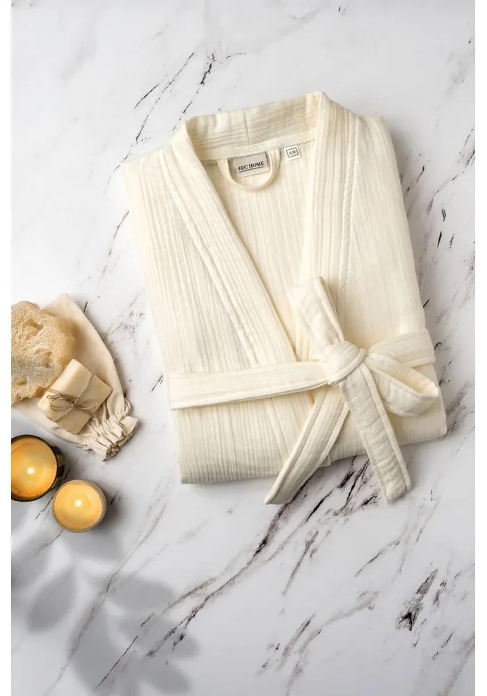 Krémszínű muszlin fürdőköpeny S/M Kimono – Foutastic