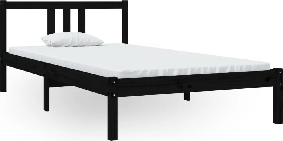 vidaXL fekete tömör fa ágykeret 100 x 200 cm