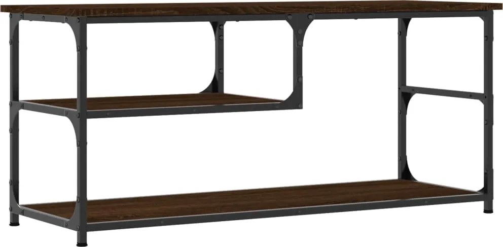 vidaXL barna tölgy színű szerelt fa és acél TV-szekrény 103x38x46,5 cm