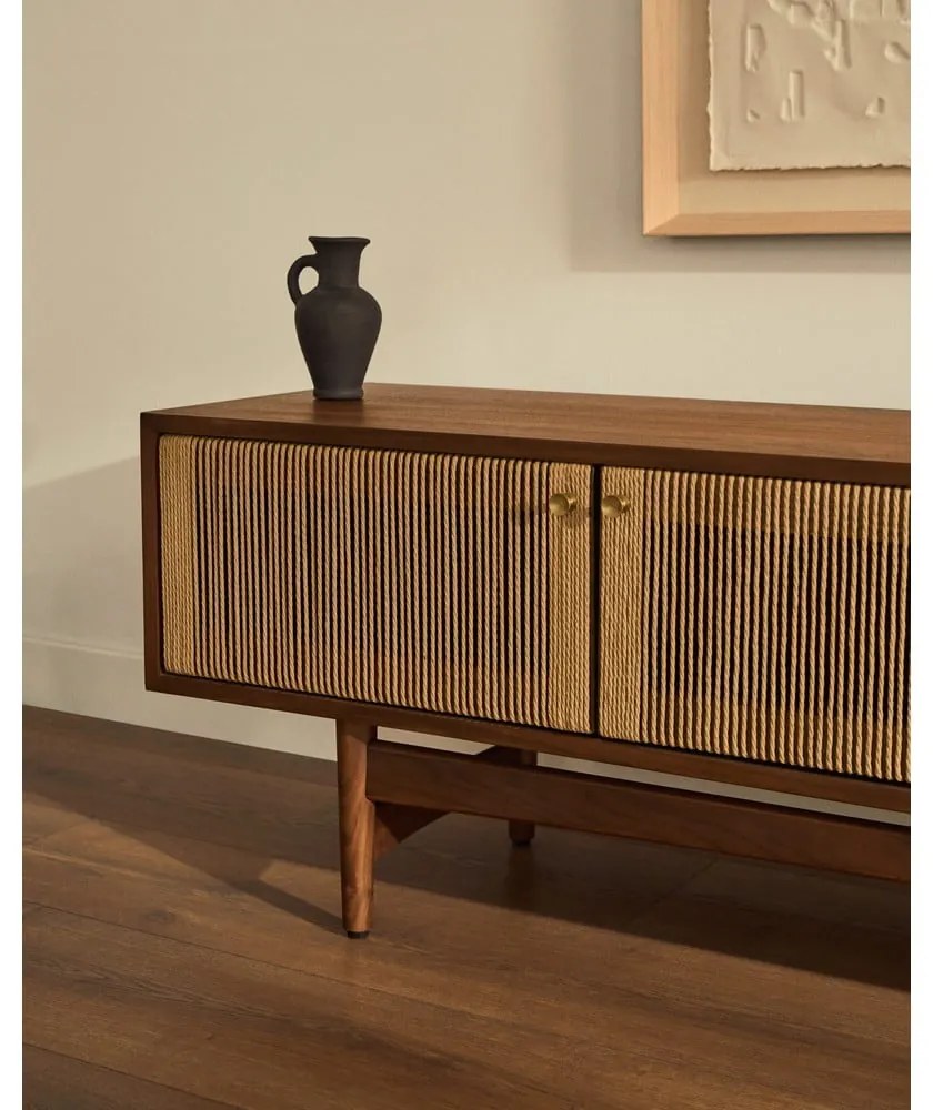 Barna TV-állvány diófa dekorral 200x50 cm Elan – Kave Home