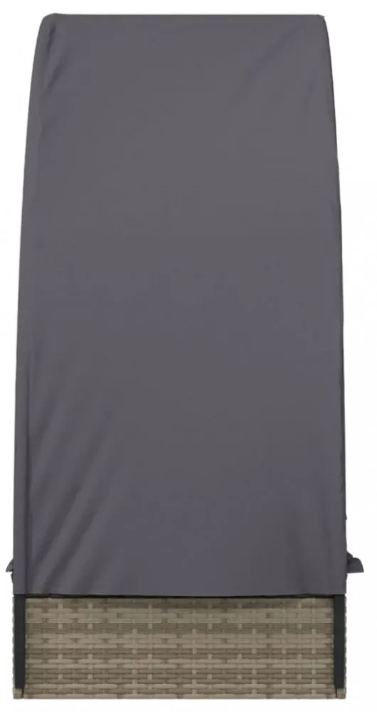 szürke polyrattan napágy kerek tetővel 211 x 57 x 140 cm
