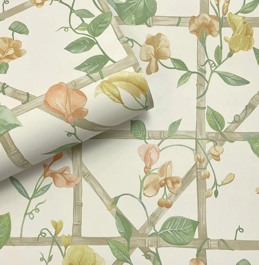 Holden Decor Imaginarium 3 Trailing Floral Trellis krém-narancs rácsos papír tapéta – 14200
