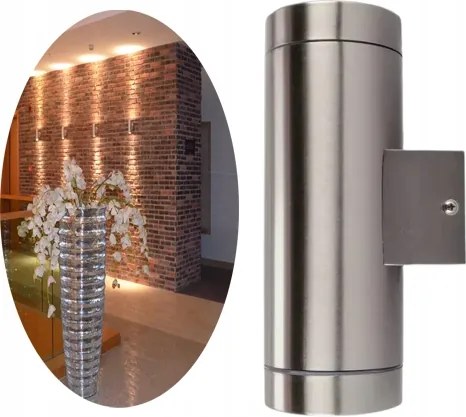 Homlokzati Lámpa Kültéri Kerti Fali Lámpa 2XGU10 Led Inox