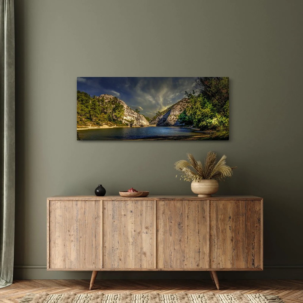Tájkép tóval (120x50 cm)