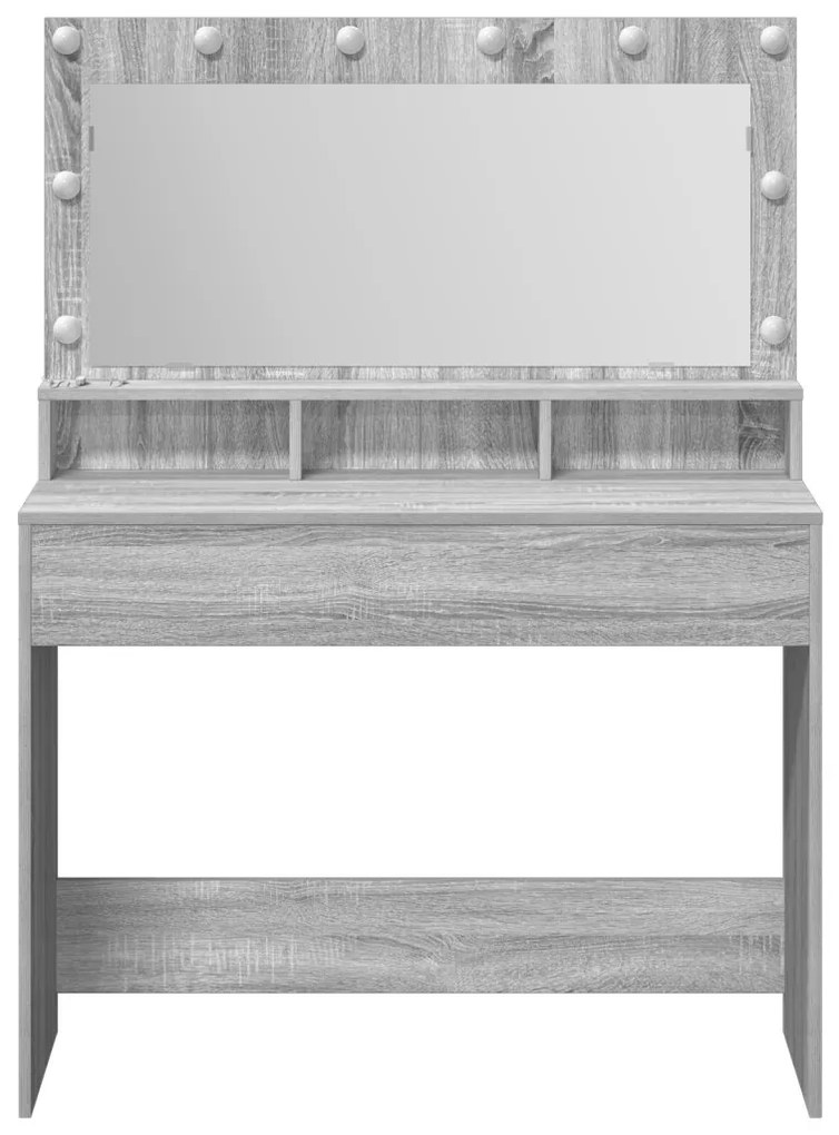 Világító sminktükör - Szürke Sonoma, 100x41x135 cm