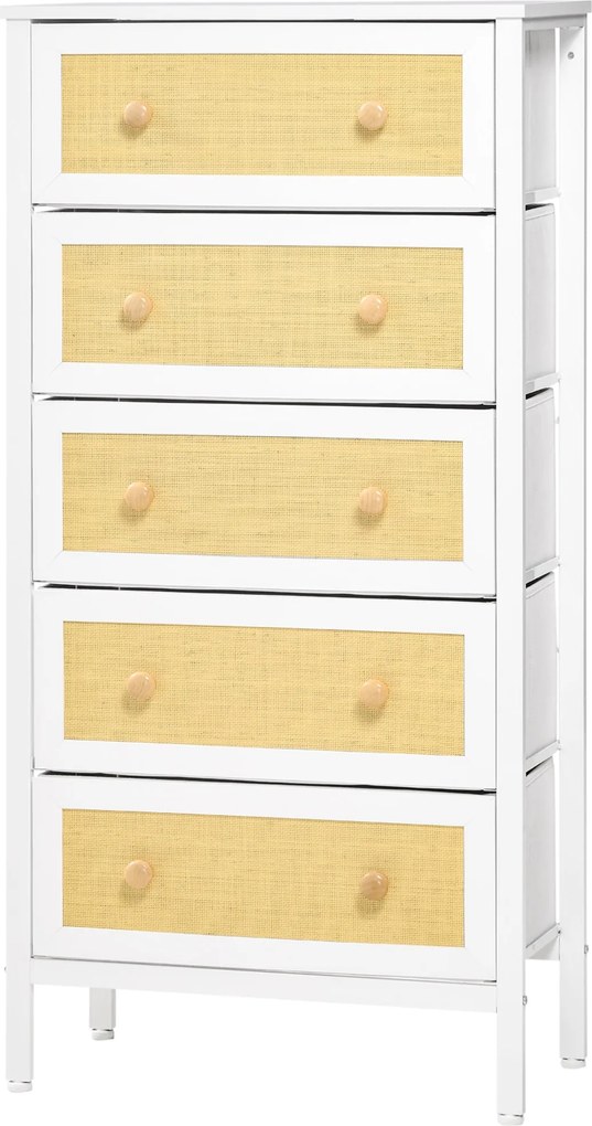 HOMCOM Bohém Stílusú Hálószobai Fiókos Szekrény 5 Hajtható Szövet Fiókkal | Aosom