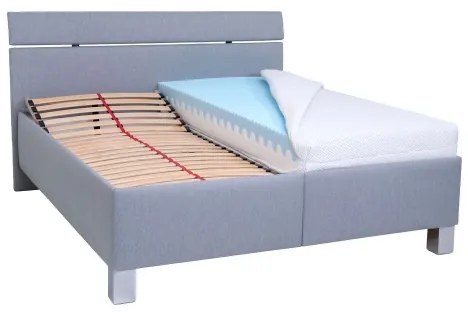 ALIS 180x200 cm világosszürke kárpitozott ágy matraccal és tárolóhellyel